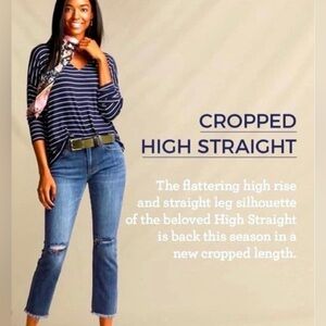 Cabi Cropped High Straight Blue Jeans